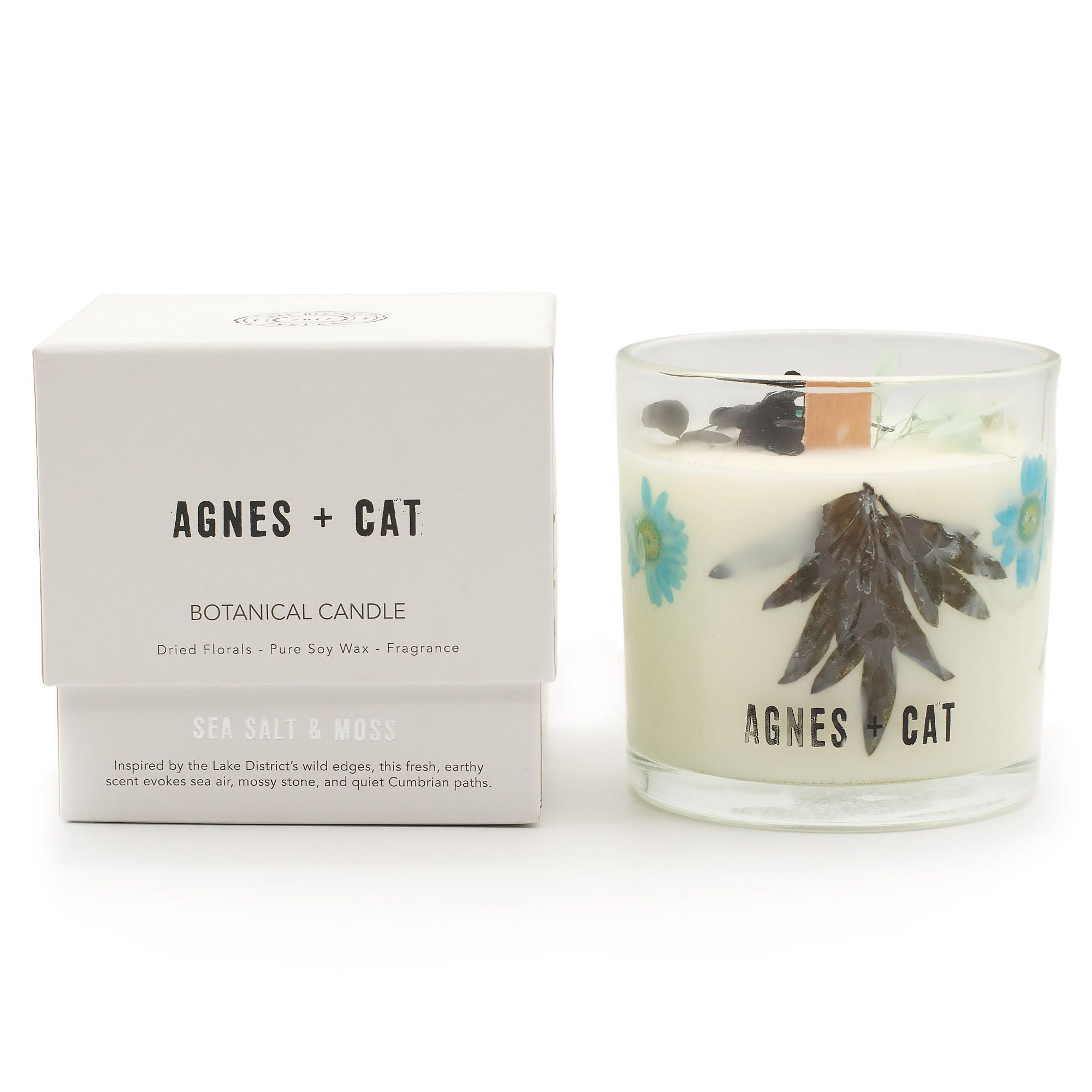 Agnes + Cat Vela de Cera de Soja Botánica - Sal marina y musgo